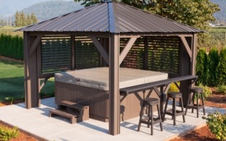 Vantage Pools and Spas is an official Visscher Gazebo Dealer. We offer open air, semi and fully enclosed gazebos, and pergolas for Langley, Surrey and Maple Ridge Vantage Pools and Spas is an official Visscher Gazebo Dealer. We offer open air, semi and fully enclosed gazebos, and pergolas for Langley, Surrey and Maple Ridge